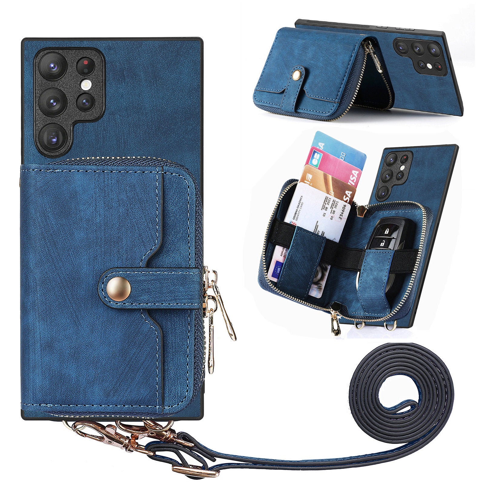 D3 Retro Phone Shell for Samsung Galaxy S23 Ultra PU Leather+PC+TPU Phone Case Zipper Wallet D3 Retro Phone Shell for Samsung Galaxy S23 Ultra PU Leather+PC+TPU Phone Case Zipper Wallet